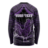 Personalised Hawaii Kauai Island Long Sleeve Shirt Rooster Tribal Tattoo Simple Style