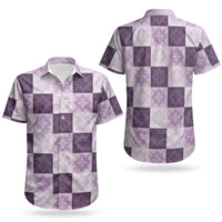 Lavender Manta Ray Hawaiian Quilt Motif Couples Matching Tank Maxi Dress and Hawaiian Shirt
