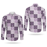 Lavender Manta Ray Hawaiian Quilt Motif Couples Matching Tank Maxi Dress and Long Sleeve Button Shirt