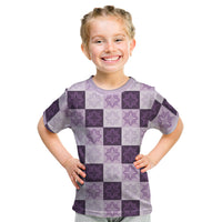 Lavender Manta Ray Hawaiian Quilt Motif Kid T Shirt