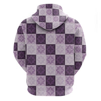 Lavender Manta Ray Hawaiian Quilt Motif Zip Hoodie