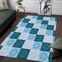 Cyan Manta Ray Hawaiian Quilt Motif Area Rug