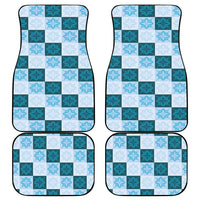 Cyan Manta Ray Hawaiian Quilt Motif Car Mats