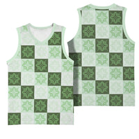 Sage Green Manta Ray Hawaiian Quilt Motif Basketball Jersey