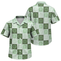 Sage Green Manta Ray Hawaiian Quilt Motif Family Matching Short Sleeve Bodycon Dress and Hawaiian Shirt