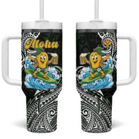 Aloha Hawaii Mango Surfing Tumbler With Handle Polynesian Style