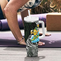 Aloha Hawaii Mango Surfing Tumbler With Handle Polynesian Style