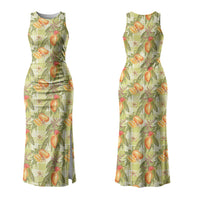 Vintage Hawaii Mango Couples Matching Tank Maxi Dress and Long Sleeve Button Shirt Yellow Green Hawaiian Palaka
