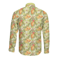 Vintage Hawaii Mango Long Sleeve Button Shirt Yellow Green Hawaiian Palaka