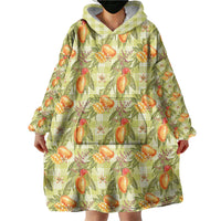 Vintage Hawaii Mango Wearable Blanket Hoodie Yellow Green Hawaiian Palaka