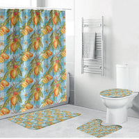 Vintage Hawaii Mango Bathroom Set Blue Hawaiian Palaka
