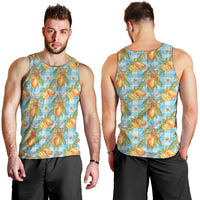 Vintage Hawaii Mango Men Tank Top Blue Hawaiian Palaka