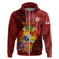 Personalized Tonga Hoodie Coat Of Arms Tongatapu With Ngatu Pattern LT05 - Polynesian Pride