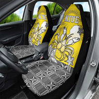 Happy Niue Constitution Day Car Seat Cover Niuean Crab Hiapo Pattern Yellow Version