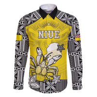 Personalised Happy Niue Constitution Day Family Matching Summer Maxi Dress and Hawaiian Shirt Niuean Crab Hiapo Pattern Yellow Version