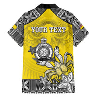 Personalised Happy Niue Constitution Day Hawaiian Shirt Niuean Crab Hiapo Pattern Yellow Version LT05 - Polynesian Pride