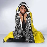 Happy Niue Constitution Day Hooded Blanket Niuean Crab Hiapo Pattern Yellow Version LT05 - Polynesian Pride