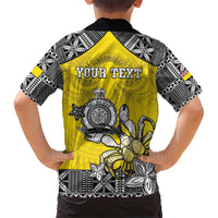 Personalised Happy Niue Constitution Day Kid Hawaiian Shirt Niuean Crab Hiapo Pattern Yellow Version