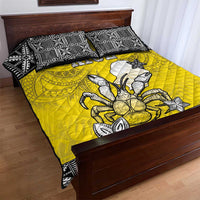 Happy Niue Constitution Day Quilt Bed Set Niuean Crab Hiapo Pattern Yellow Version LT05 - Polynesian Pride