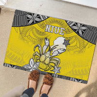 Happy Niue Constitution Day Rubber Doormat Niuean Crab Hiapo Pattern Yellow Version LT05 - Polynesian Pride