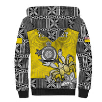 Personalised Happy Niue Constitution Day Sherpa Hoodie Niuean Crab Hiapo Pattern Yellow Version LT05 - Polynesian Pride