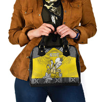 Happy Niue Constitution Day Shoulder Handbag Niuean Crab Hiapo Pattern Yellow Version LT05 - Polynesian Pride