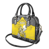 Happy Niue Constitution Day Shoulder Handbag Niuean Crab Hiapo Pattern Yellow Version LT05 - Polynesian Pride