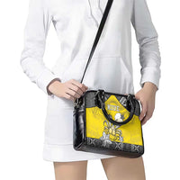 Happy Niue Constitution Day Shoulder Handbag Niuean Crab Hiapo Pattern Yellow Version LT05 - Polynesian Pride