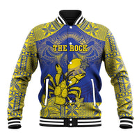 Personalised Niue The Rock Baseball Jacket Niuean Crab Hiapo Pattern Blue Version LT05 Unisex Blue - Polynesian Pride