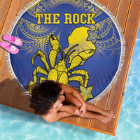 Niue The Rock Beach Blanket Niuean Crab Hiapo Pattern Blue Version LT05 - Polynesian Pride