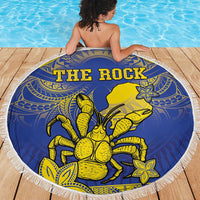Niue The Rock Beach Blanket Niuean Crab Hiapo Pattern Blue Version LT05 - Polynesian Pride