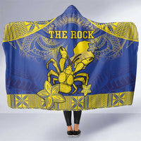 Niue The Rock Hooded Blanket Niuean Crab Hiapo Pattern Blue Version LT05 One Size Blue - Polynesian Pride