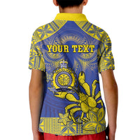 Personalised Niue The Rock Kid Polo Shirt Niuean Crab Hiapo Pattern Blue Version