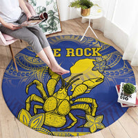 Niue The Rock Round Carpet Niuean Crab Hiapo Pattern Blue Version