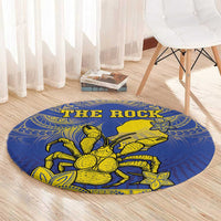 Niue The Rock Round Carpet Niuean Crab Hiapo Pattern Blue Version