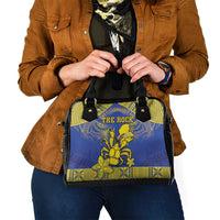 Niue The Rock Shoulder Handbag Niuean Crab Hiapo Pattern Blue Version LT05 - Polynesian Pride