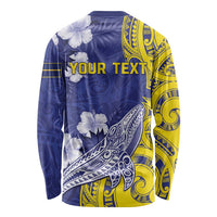 Personalised Nauru 92nd Anniversary Of Angam Long Sleeve Shirt Polynesian Whale Pattern