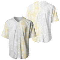 Niue White Sunday Baseball Jersey Niuean Hiapo With Puakenikeni Lei