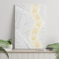 Niue White Sunday Canvas Wall Art Niuean Hiapo With Puakenikeni Lei