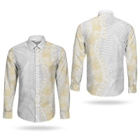 Niue White Sunday Couples Matching Tank Maxi Dress and Long Sleeve Button Shirt Niuean Hiapo With Puakenikeni Lei
