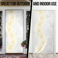 Niue White Sunday Door Cover Niuean Hiapo With Puakenikeni Lei LT05 - Polynesian Pride