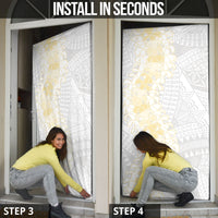 Niue White Sunday Door Cover Niuean Hiapo With Puakenikeni Lei LT05 - Polynesian Pride