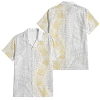 Niue White Sunday Family Matching Tank Maxi Dress and Hawaiian Shirt Niuean Hiapo With Puakenikeni Lei