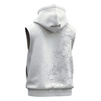 American Samoa White Sunday Sleeveless Hoodie Polynesian Pattern With Tropical Flowers