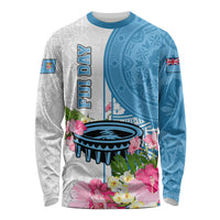 Fiji Day Long Sleeve Shirt Tanoa Hibiscus Fijian Tapa Masi Pattern LT05 Unisex White - Polynesian Pride