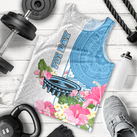 Fiji Day Men Tank Top Tanoa Hibiscus Fijian Tapa Masi Pattern LT05 White - Polynesian Pride