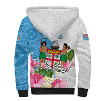 Fiji Day Sherpa Hoodie Tanoa Hibiscus Fijian Tapa Masi Pattern LT05 - Polynesian Pride
