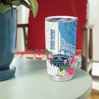 Fiji Day Tumbler Cup Tanoa Hibiscus Fijian Tapa Masi Pattern LT05 - Polynesian Pride