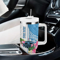 Fiji Day Tumbler With Handle Tanoa Hibiscus Fijian Tapa Masi Pattern LT05 - Polynesian Pride