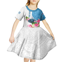 Personalized Fiji Day Kid Short Sleeve Dress Tanoa Hibiscus Fijian Tapa Masi Pattern LT05 - Polynesian Pride